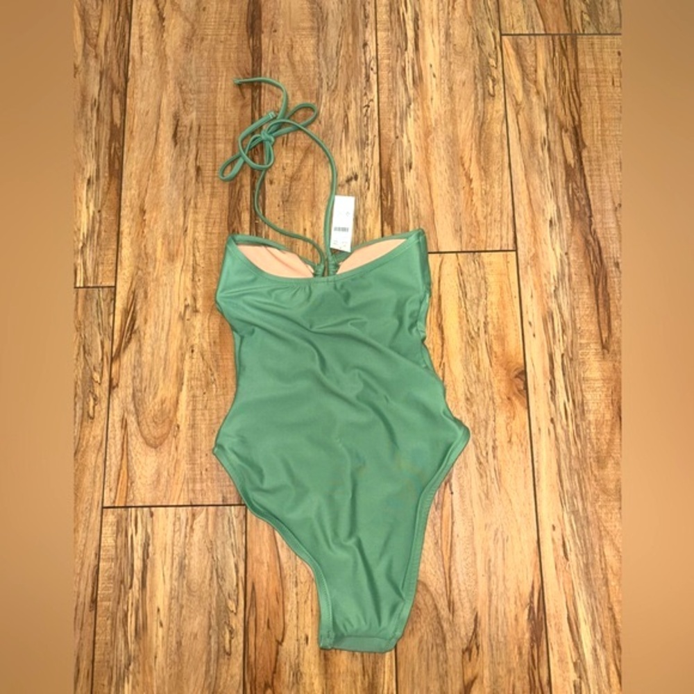 NWT J.Crew Cutout Halter One-Piece Swimsuit in Rustic Willow - Picture 7 of 9
